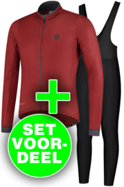 Rogelli Essential/Basic winter fietskledingset - zwart/rood