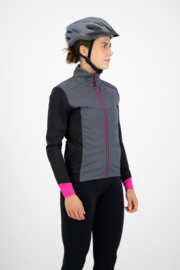 Rogelli Contenta dames winter fietsjack - grijs/zwart/roze