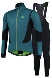 Rogelli Brave/Essential winter fietskledingset - blauw/lime/zwart