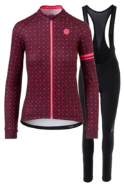 AGU Essential/Velo Love dames winter fietskledingset - zwart/bordeaux