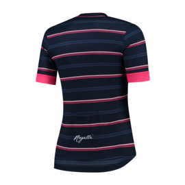 Rogelli Stripe dames fietsshirt korte mouwen - blauw/roze
