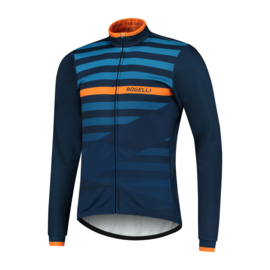 Rogelli Stripe/Focus winter fietskledingset - blauw/oranje/zwart