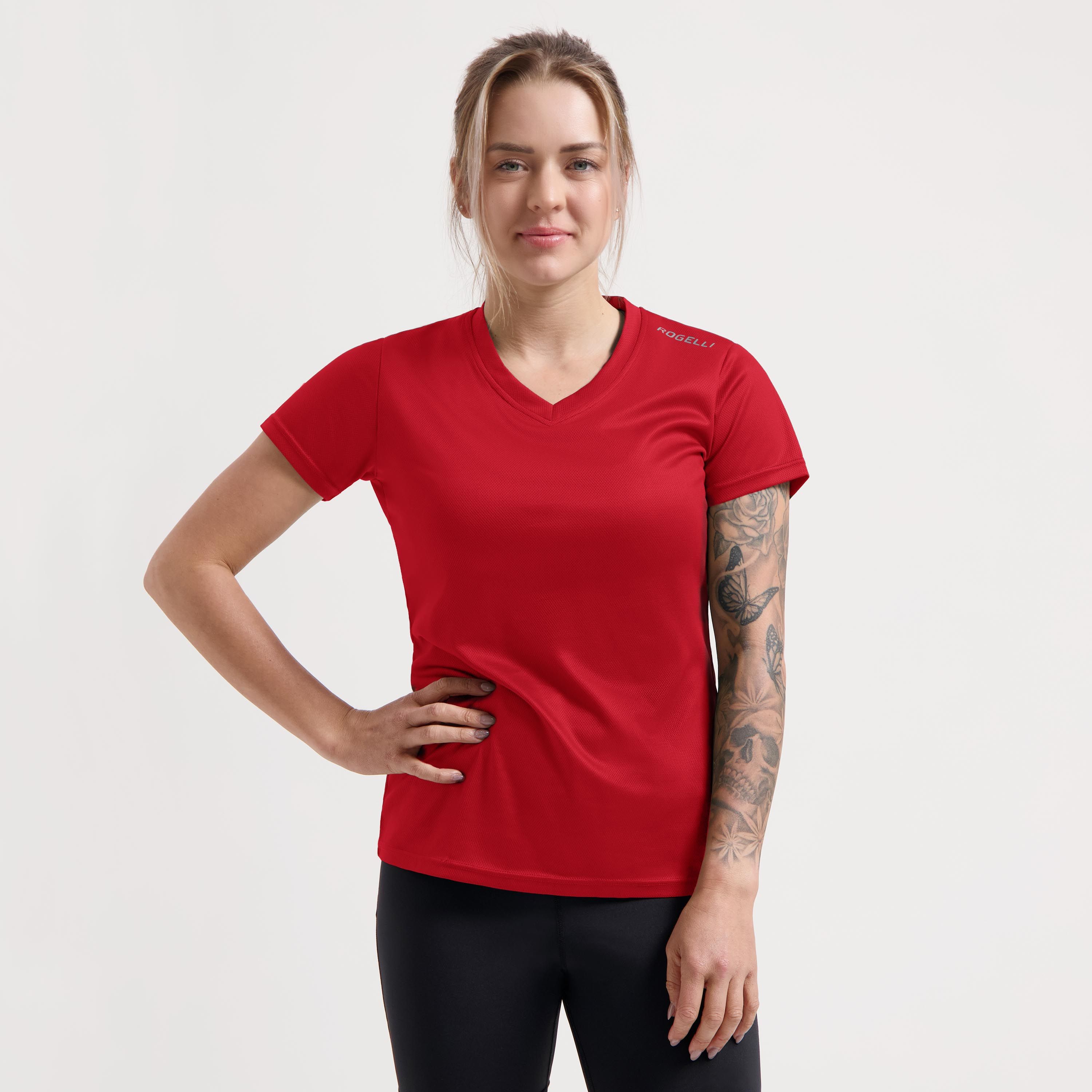 Rogelli Promo dames hardloopshirt korte mouwen - rood