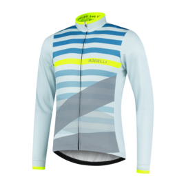 Rogelli Stripe heren fietsshirt lange mouwen - grijs/blauw/fluor