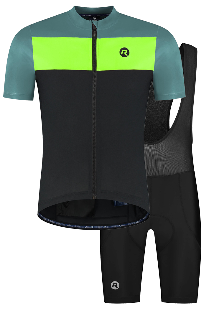 Rogelli Core Block heren fietskledingset - turquoise/zwart