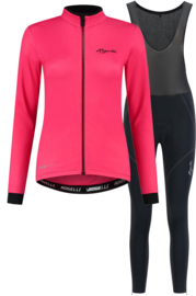 Rogelli Essential/Liona dames winter fietskledingset - roze/zwart