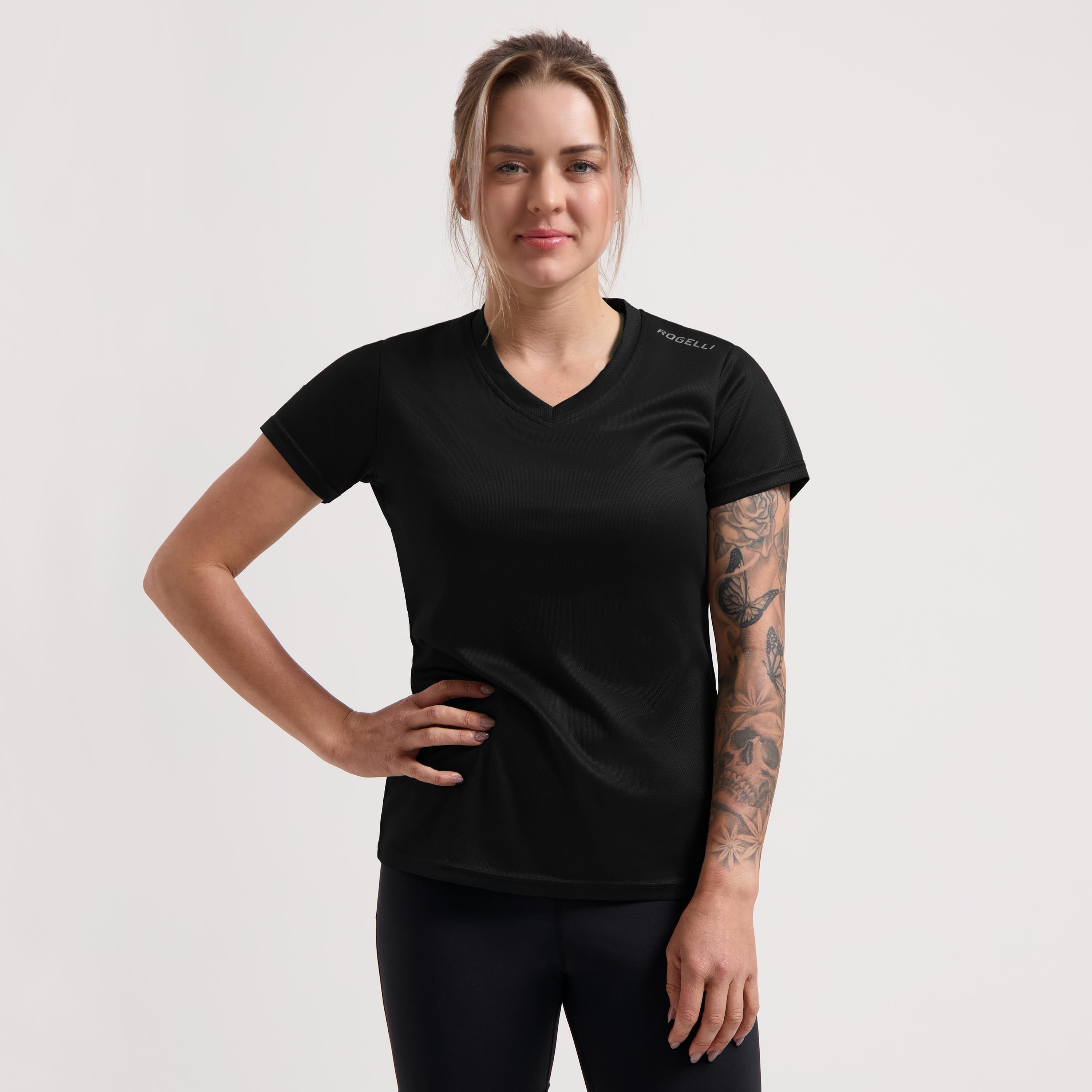 Rogelli Promo dames hardloopshirt korte mouw - zwart
