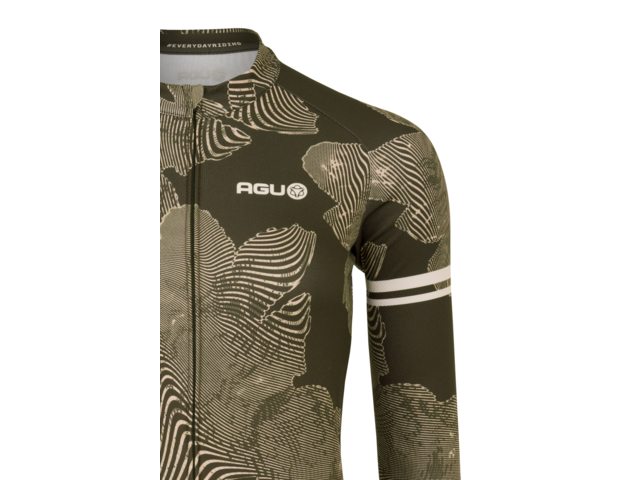 AGU Essential Striped Flower fietsshirt lange mouwen - forest green