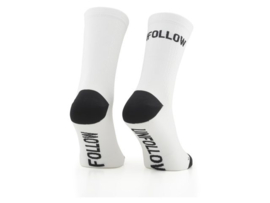 Sockeloen Follow-Unfollow fietssokken - wit/zwart