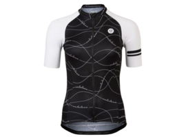 AGU Velo Wave dames fietsshirt korte mouwen - zwart/wit