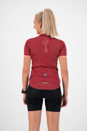 Rogelli Essential dames fietsshirt korte mouwen - bordeaux/coral