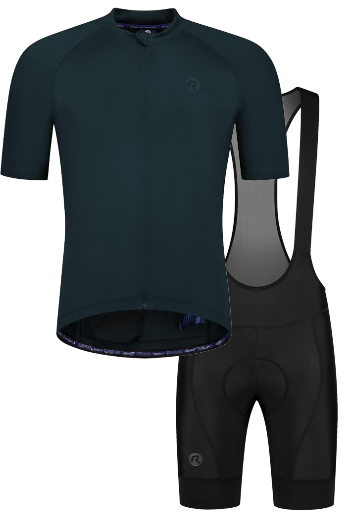 Rogelli Essential II heren zomer fietskledingset - zwart/blauw