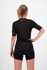 Rogelli Fruity dames fietsshirt korte mouwen - zwart/rood (eco)