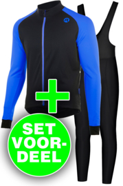 Rogelli Caluso/Basic winter fietskledingset - zwart/blauw