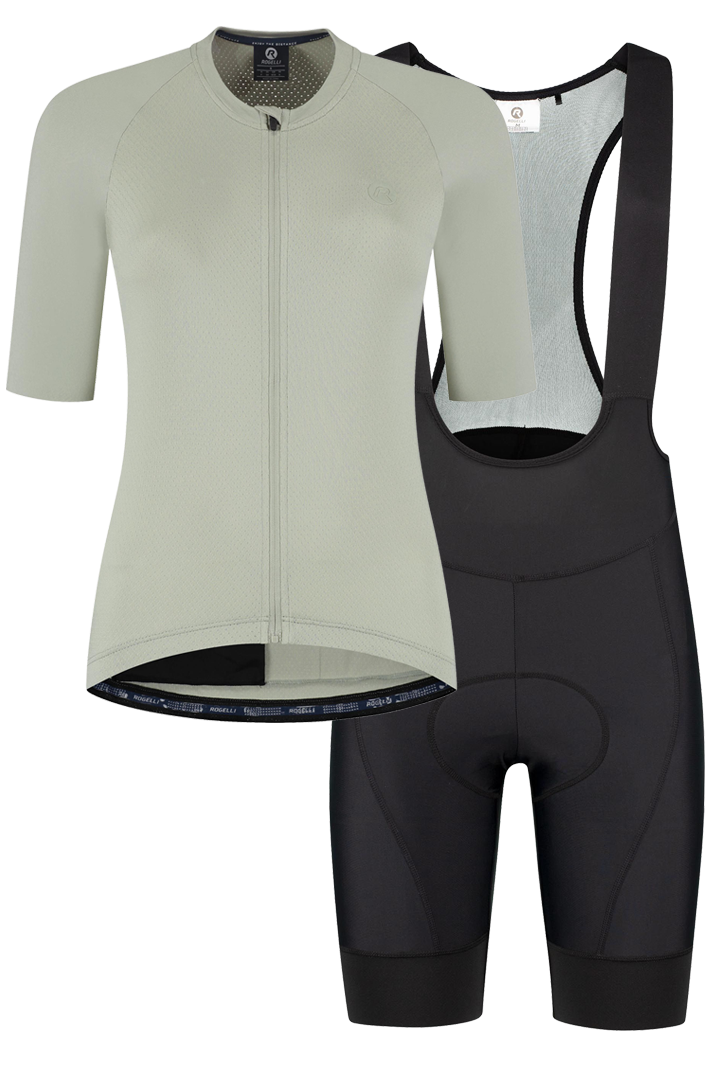 Rogelli Essential II dames zomer fietskledingset - taupe/zwart