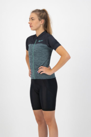 Rogelli Melange dames fietsshirt korte mouwen - blauw/turquoise