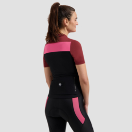 Rogelli Core Block dames fietsshirt korte mouwen - rood/zwart/roze