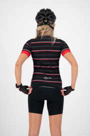 Rogelli Stripe dames fietsshirt korte mouwen - zwart/rood