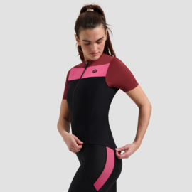 Rogelli Core Block dames fietsshirt korte mouwen - rood/zwart/roze