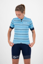 Rogelli Stripe dames fietsshirt korte mouwen - blauw