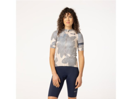 AGU Essential Striped Flower dames fietsshirt korte mouwen - peanut cream