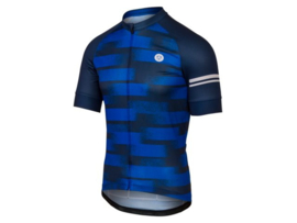 AGU Essential Grainy Stripe fietsshirt korte mouwen - blauw