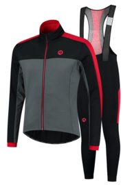 Rogelli Tyro/Freeze winter fietskledingset - zwart/grijs/rood