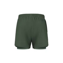 Rogelli Essential 2-in-1 korte hardloopbroek heren - groen