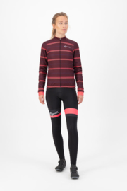 Rogelli Stripe/Select dames winter fietskledingset - bordeaux/coral/zwart