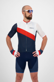 Rogelli Kai fietsshirt korte mouwen - blauw/rood/wit
