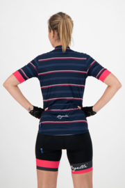 Rogelli Stripe dames fietsshirt korte mouwen - blauw/roze