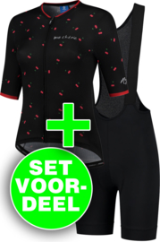 Rogelli Fruity/Ultracing dames zomer fietskledingset - zwart/rood