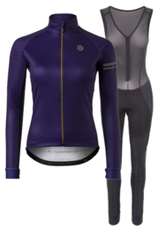 AGU Solid/Essential Pime II DWR dames winter fietskledingset - paars/zwart