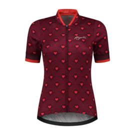 Rogelli Hearts dames fietsshirt korte mouwen - bordeaux/roze