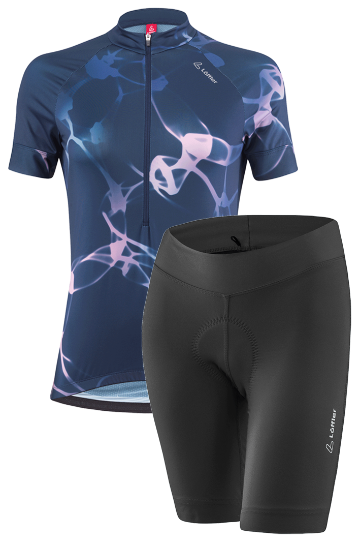 Löffler Basic Serenade HZ dames zomer fieskledingset - zwart/blauw