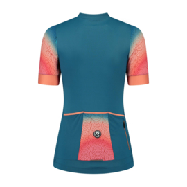 Rogelli Waves dames fietsshirt korte mouwen – blauw/coral