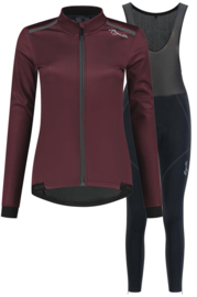 Rogelli Pesara/Liona dames winter fietskledingset - bordeaux/zwart