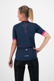 Rogelli Essential dames fietsshirt korte mouwen - blauw/roze