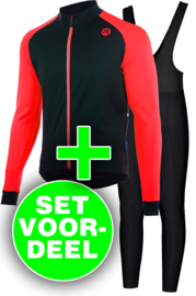 Rogelli Caluso/Basic winter fietskledingset - zwart/rood