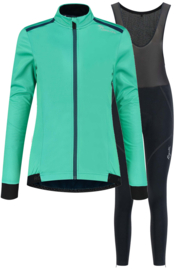 Rogelli Pesara/Liona dames winter fietskledingset - turquoise/zwart