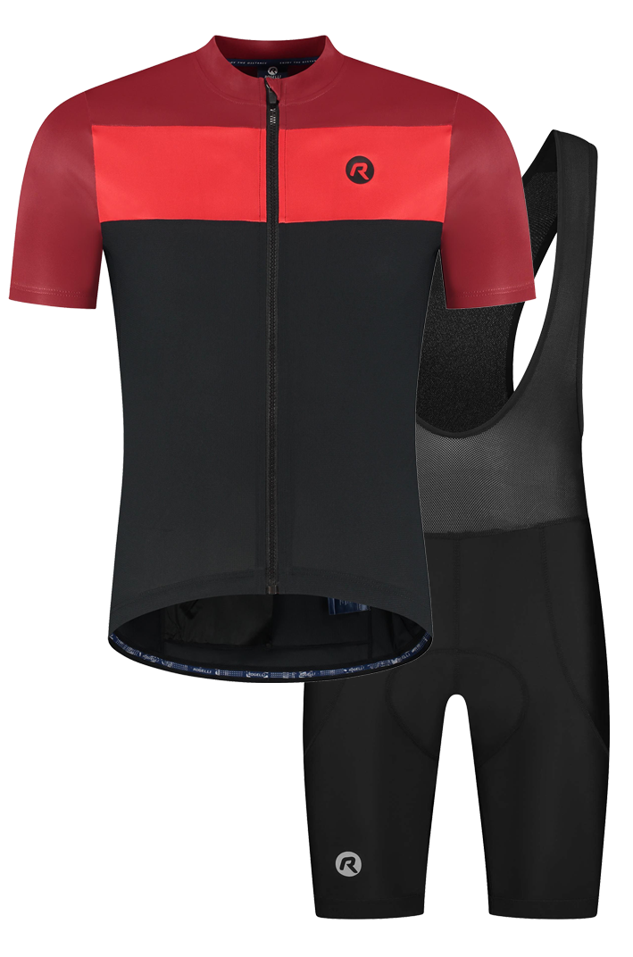 Rogelli Core Block heren fietskledingset - bordeaux/zwart