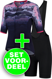 Rogelli Animal/Ultracing dames zomer fietskledingset - blauw/roze/zwart