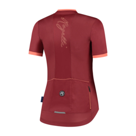 Rogelli Essential dames fietsshirt korte mouwen - bordeaux/coral