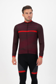 Rogelli Stripe heren fietsshirt lange mouwen - bordeaux/rood