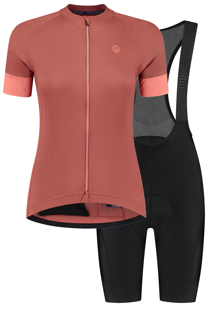 Rogelli Modesta dames zomer fietskledingset - roze/coral/zwart