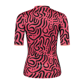 Rogelli Abstract dames fietsshirt korte mouwen - coral/zwart