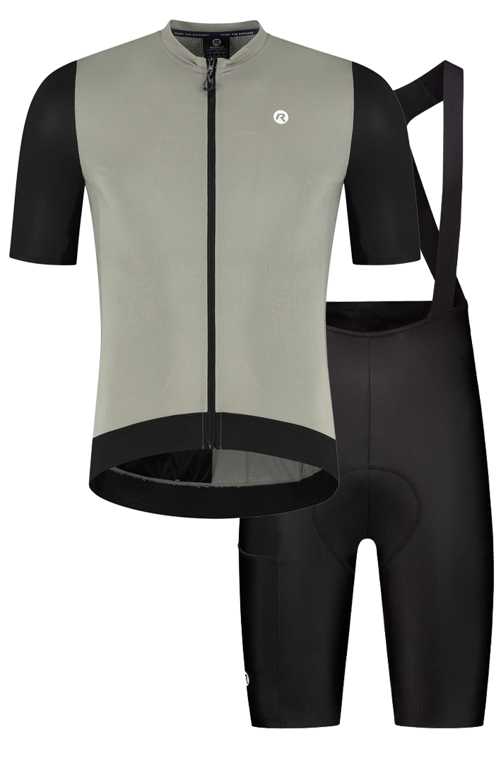 Rogelli Distance II heren zomer fietskledingset - zand/zwart