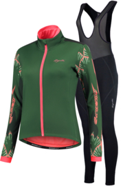 Rogelli Liona/Vivid dames winter fietsjack - groen/coral/zwart