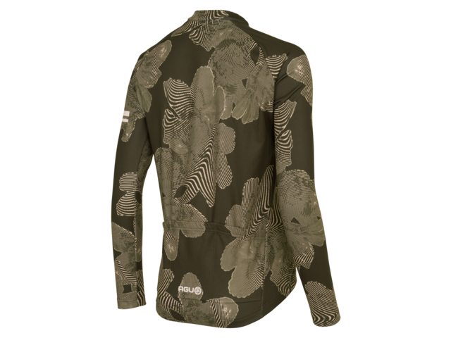 AGU Essential Striped Flower fietsshirt lange mouwen - forest green