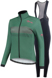 Rogelli Purpose/Nero dames winter fietskledingset - groen/coral/zwart